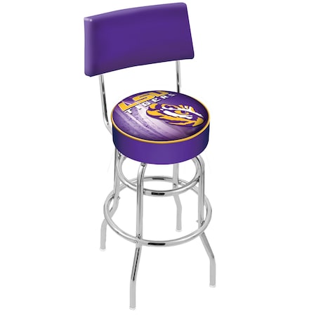 Holland Bar Stool Co 25" Chrome 2-Ring Louisiana State Swivel Bar Stool, Back L7C425LaStUn-D2